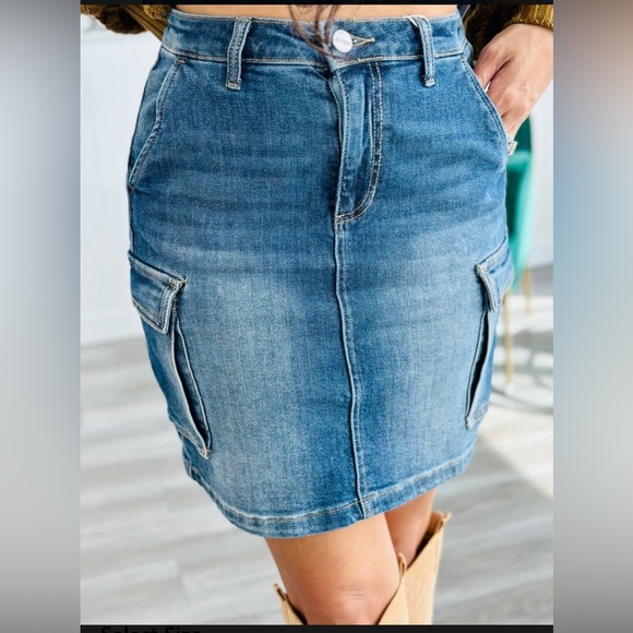 Risen Denim Cargo Skirt 3x - Picture 1 of 10